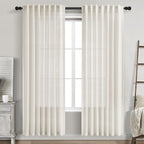 Nanspring Cream Semi Sheer Linen Curtains 78 inch Length by Nanspring