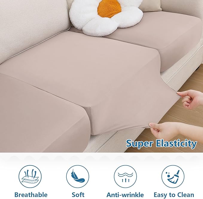 hyha Milk Silk Couch Cushion Covers, Soft Magic Sofa Covers Washable - Image 5
