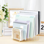 2 Pcs Wire File Sorter Desk 7 Section Organizer, Golden