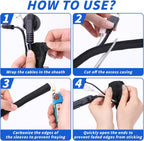 30ft - 1/4in Split Braided Sleeve Cable Management, Self-Wrapping