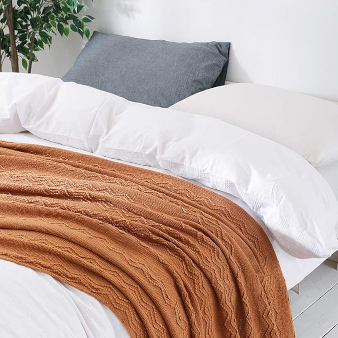 BOURINA Almond Throw Blanket 60x80 Inches Throw Textured Solid Soft Sofa Throw - Image 4