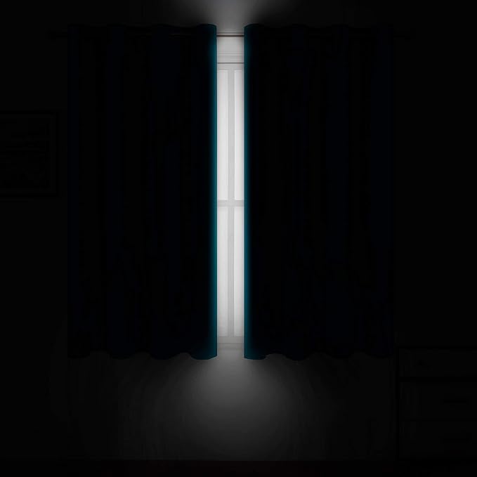 LEMOMO Teal/Turquoise Kids Blackout Bedroom Curtains/52 x 63 Inch/Set of 2 - Image 3