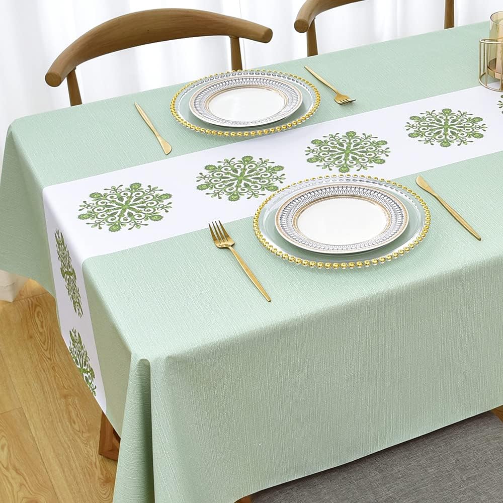 Zobesta Vinyl Table Cloth for Rectangle Tables 86x55 Plastic Tablecloth