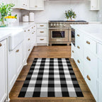KILOCOCO Buffalo Plaid Checkered Rug 3x5 ft Black White Front Door Rug
