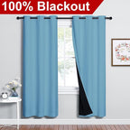 NICETOWN Teal Blue Full Shade Curtain Panels, Teal Blue, Pair of Thermal - Image 2