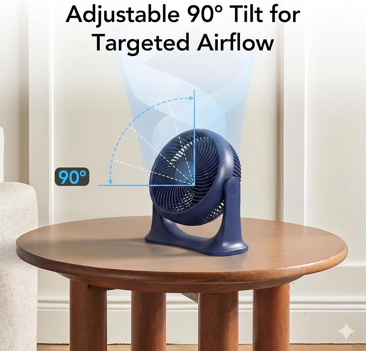 COMFORT ZONE 11" 3-Speed Tabletop Air Circulator Fan with Tilt, Navy