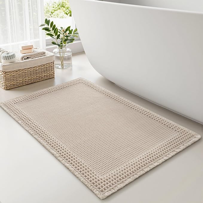 RESARE Waffle Bath Mat, Super Absorbent Non Slip, Machine Washable, Ultra Soft by Resare