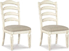 Signature Design by Ashley Realyn Wood Dining Chairs Set of 2, White