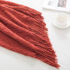BOURINA Rust Throw Blanket 60x80 Inches Throw Textured Solid Soft Sofa Throw - Image 3