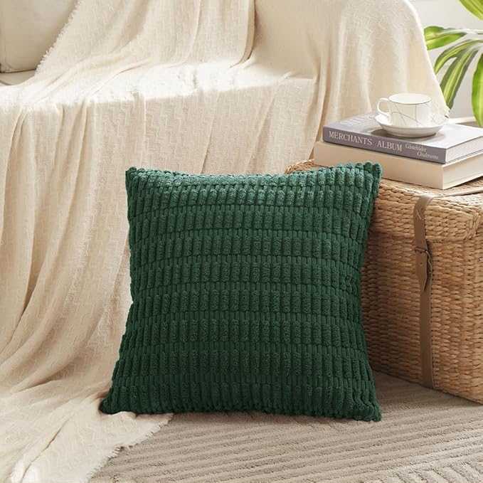 Fancy Homi Set of 4 Dark Green Boho Decorative Throw Pillow Covers 16x16 Inch - Image 2