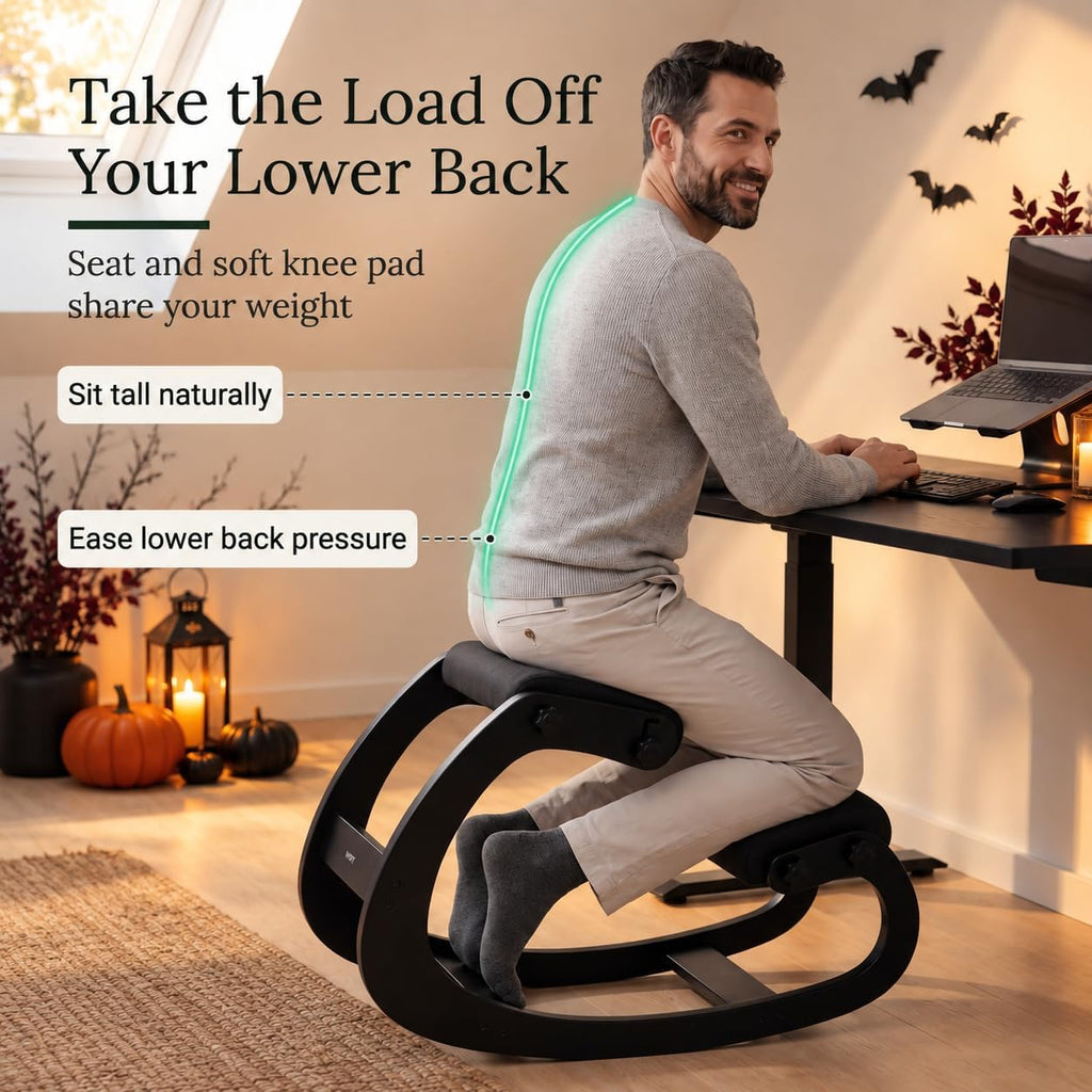 NYPOT Ergonomic Kneeling Chair with Adjustable Seats - Knee Chair for Posture Correction & Kneel Rocking Stool for Desk - Back Pain Relief for Home and Office, Supports 250 pounds - 5 Years Warranty
