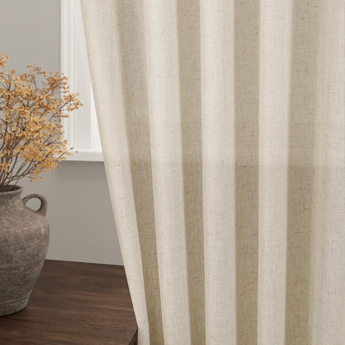 Beige Linen Curtains 80 inches Long - Image 2