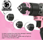 WORKPRO 20V Cordless Drill Driver Set, Pink, 3/8" Keyless Chuck