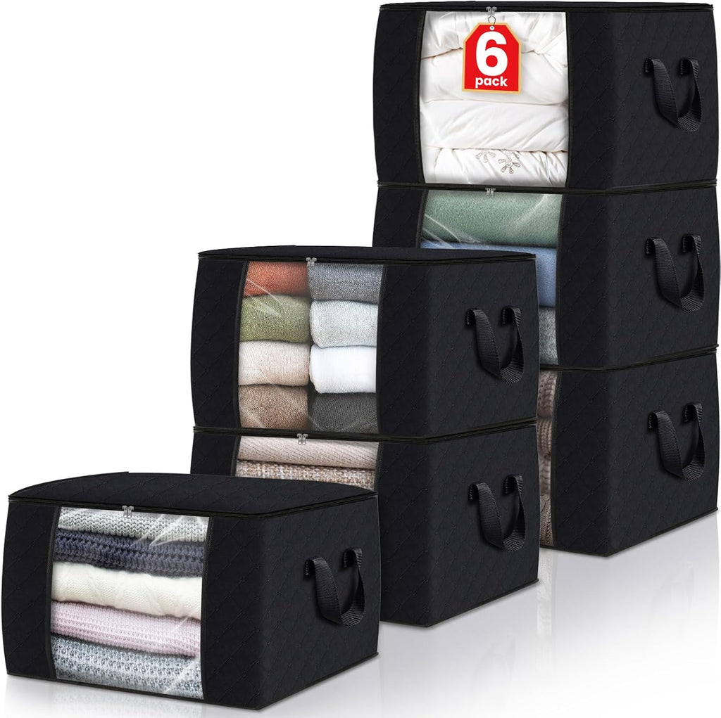 Fab totes 6 Pack Storage Bags for Clothes Blanket Storage Bins with Lids