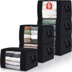 Fab totes 6 Pack Storage Bags for Clothes Blanket Storage Bins with Lids