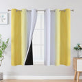 Estelar Textiler Yellow and Greyish White Ombre Blackout Curtains 45 Inch by ESTELARTEXTILER