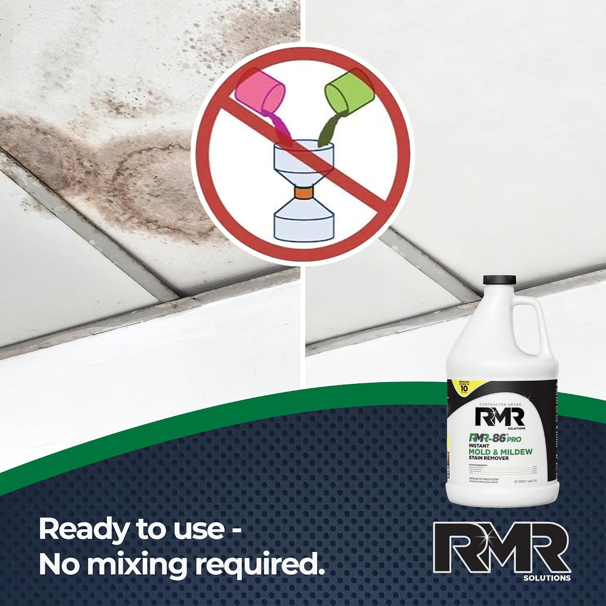 RMR-86 Pro Contractor Grade Mold Stain & Mildew Stain Remover Cleaning Solution, Professional Quality Formula, 1 Gallon