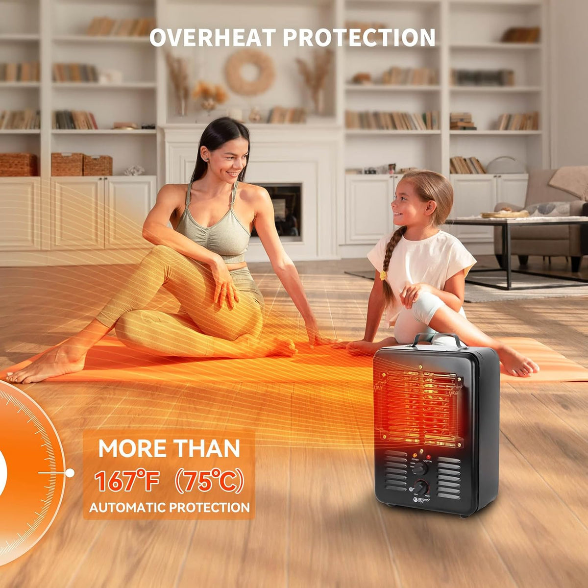 BEYOND HEAT 1500W Milkhouse Space Heater with Thermostat, Black-1 Packs