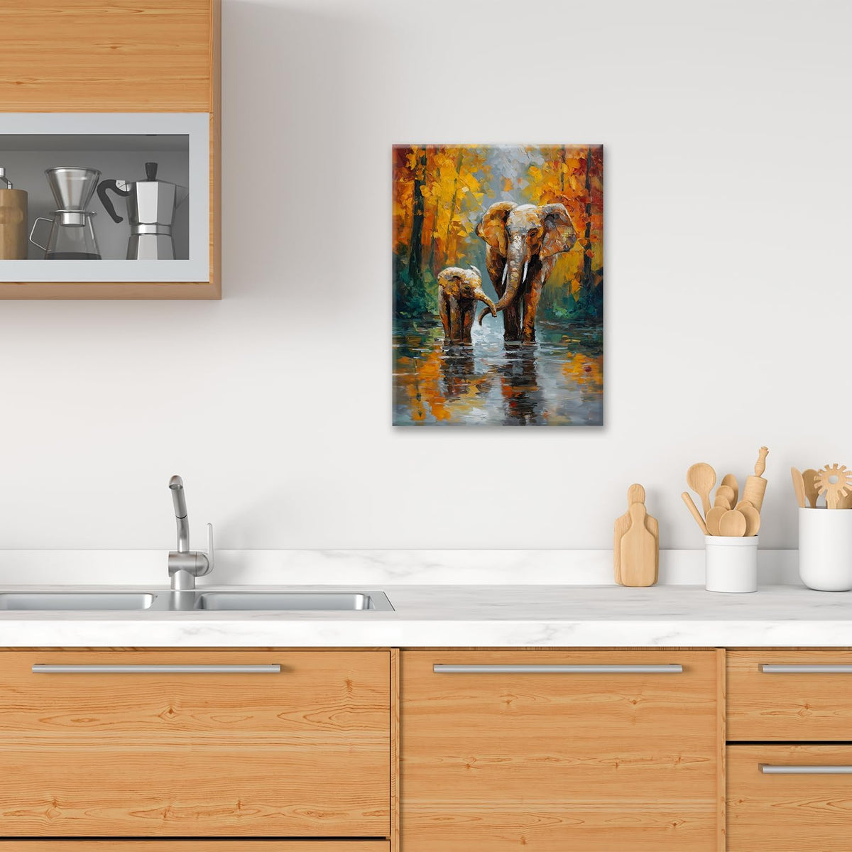 Elephant Wall Art Forest Canvas Wall Decor Pictures Paintings Prints Artwork Framed Decorations For Bathroom Bedroom Living Room Office Gifts 12" x 16"