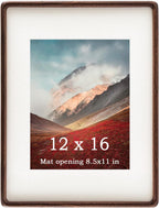 Solid Walnut Wood 12x16 Picture Frame for Wall Mount Display