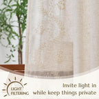 jinchan Belrose Linen Curtains for Bedroom Floral Curtains 63 Inch Length Linen - Image 5