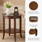 Leick Home Sheldon Round End Table, 18", Chocolate Oak