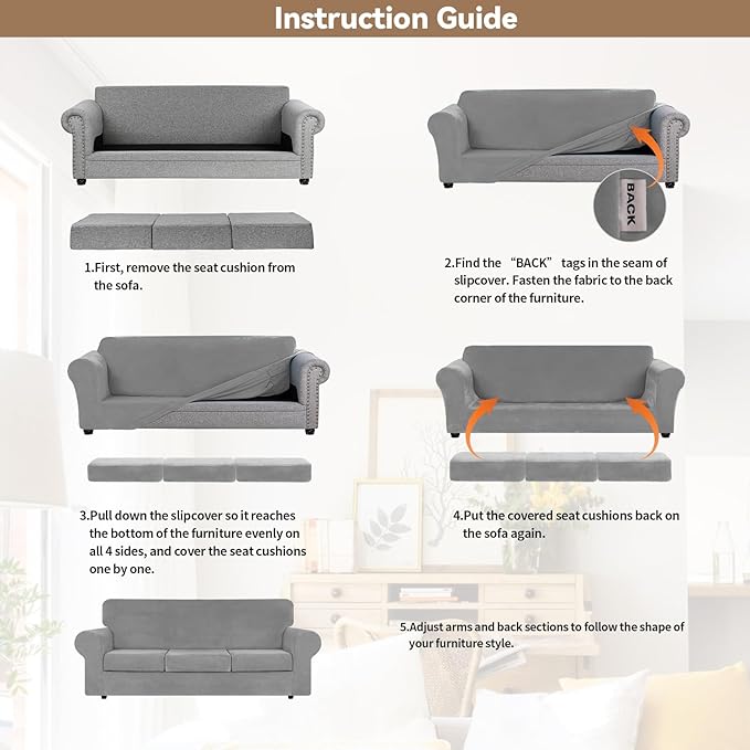 WEERRW 4 Pieces Velvet High Stretch Couch Covers - Image 6