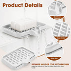 CAKETIME 2 Pack Silicone Soap Dish with Drainage Holes for Bathroom Shower Caddy Kitchen Counter Sponge Holder Saver Tray Sink Accessories Jabonera Storage Solution Funny Gifts for Women White