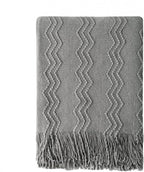 BOURINA Greyish Throw Blanket 50x60 Inches Throw Textured Solid Soft Sofa Couch by BOURINA