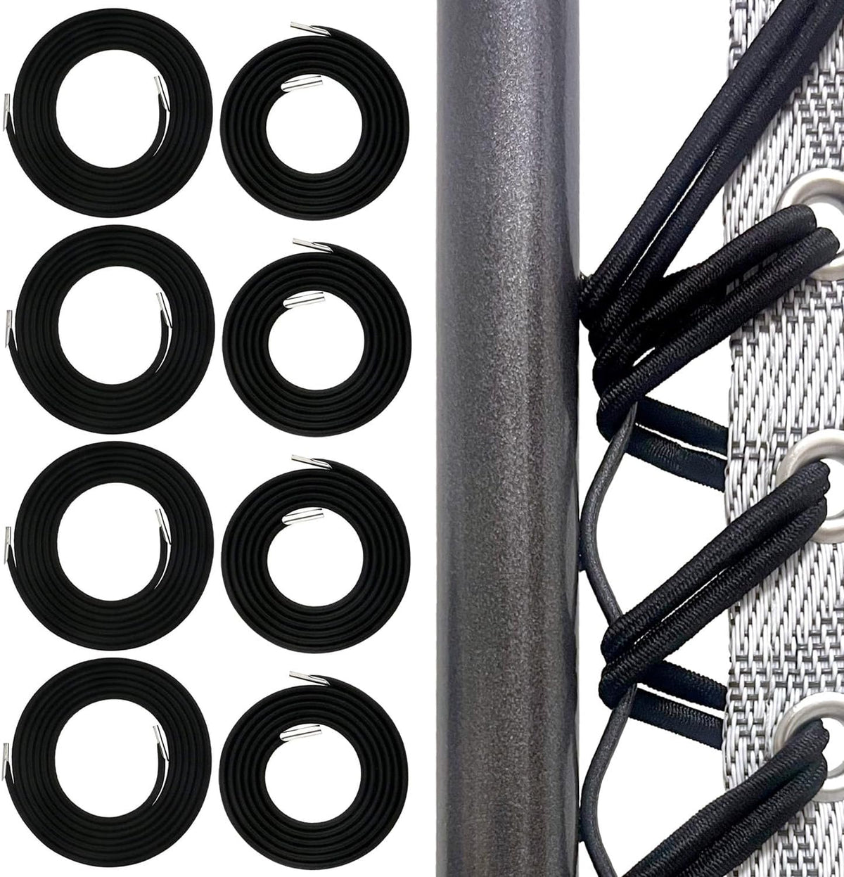 Ostlttyn Zero Gravity Chair Replacement Cord, 8 Pcs Durable Bungee Elastic Laces Replacement Cords for Zero Gravity Chair Lounge Chair Patio Recliner Lawn Chair Repair Kit, Black