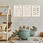 DOI-LANEE Set for 3 Numbers Alphabet Shapes Posters Hanger Frame for Kids