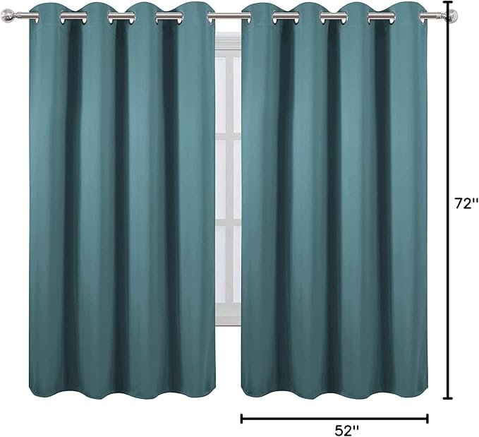 LEMOMO Sea Teal Thermal Blackout Curtains/52 x 72 Inch/Set of 2 Panels Room - Image 10