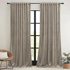 RYB HOME Taupe Velvet Curtains - Image 2