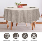 Rakila Linen Textured Round Tablecloth Solid Color Cotton Linen Heavy Duty Fabric Water Resistant Table Cover for Dining, Farmhouse, Kitchen, Tabletop Decoration (48inch, Light Gray)