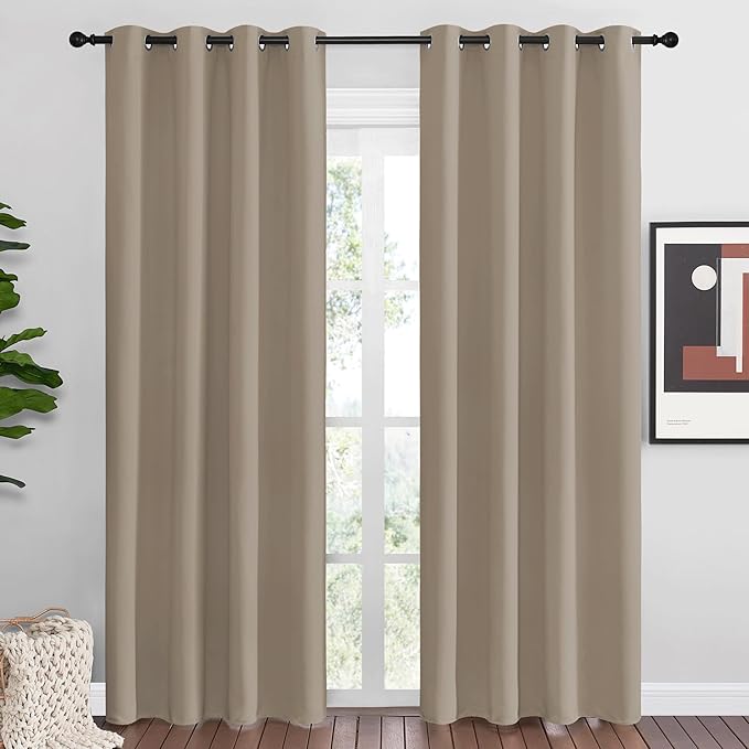 NICETOWN Taupe Blackout Curtains 86" Long, 2 Pieces by NICETOWN