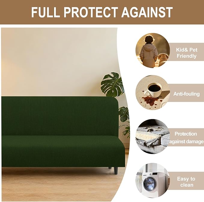 U-NICE HOME Stretch Futon Cover Armless Bed Slipcover - Image 4