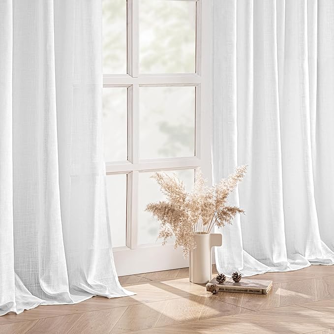 MIULEE White Linen Curtains 94 Inch Long 2 Panels - Image 5