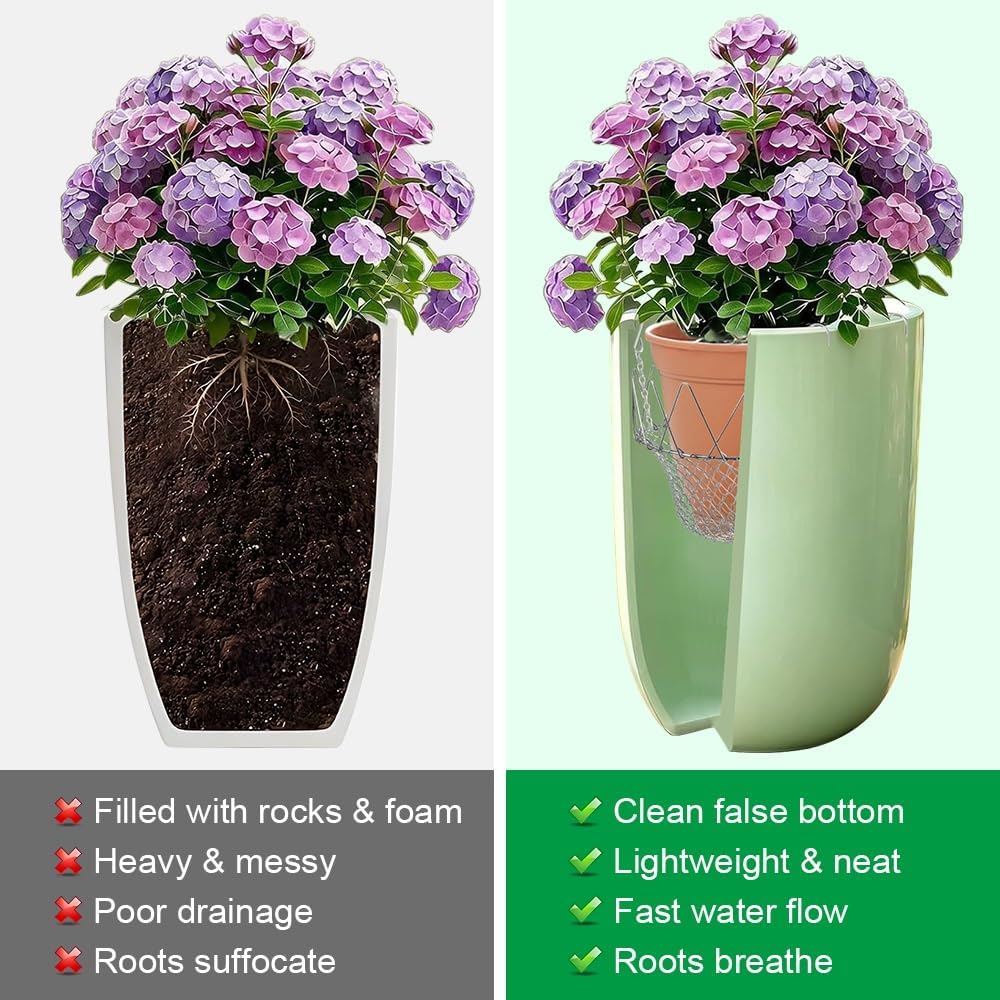 Adjustable Planter Insert for 10-18" Pots, 2 Pack Stainless Steel
