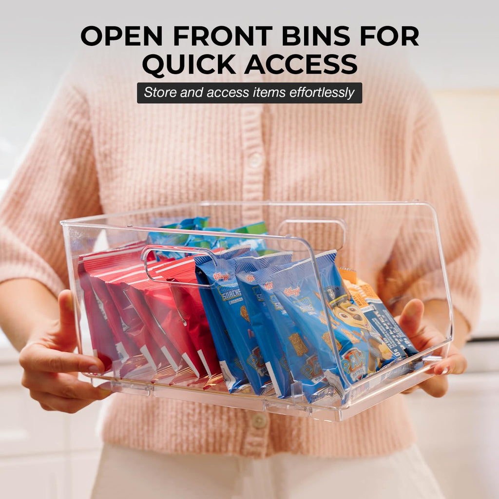 ClearSpace Stackable Storage Bins, Front Pantry Organizer, Medium, 4 Pack