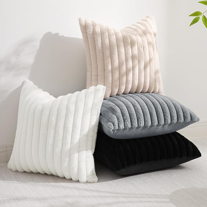 decorUhome Summer Cozy Faux Fur Throw Pillow Covers 12x20 Set of 2 Decorative - Image 6
