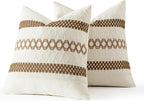 MIULEE Set of 2 Coco Brown Boho Decorative Pillow Covers 18x18 Inch Farmhouse - Image 7