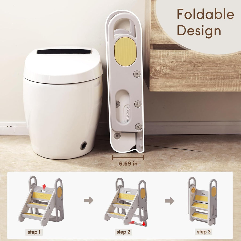 Mloong Foldable Toddler Step Stool for Bathroom Sink, Toilet Potty Training