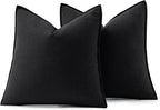 MIULEE Decorative Linen Euro Sham Pillow Covers 26x26 Black Boho Farmhouse - Image 6