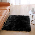 linmopm Faux Fur Rug Sheepskin Shag Fluffy Fuzzy Black 3x4 ft Rugs - Image 3