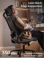 Ergonomic Office Desk Chair, Adjustable Dual Lumbar Support & Thick Seat