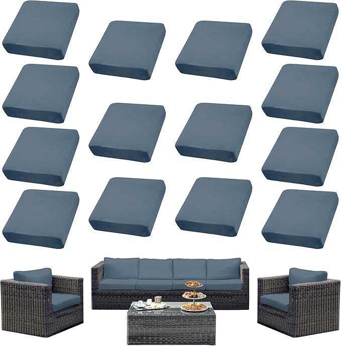 14Pcs Outdoor Cushion Covers, Patio Cushion Covers, Stretch Elastic Slipcovers by dreahoteztil
