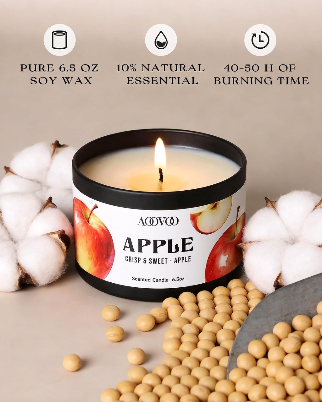 AOOVOO Fall Candle Set - 4 Pack Scented Candles for Home Autumn Decor Gift