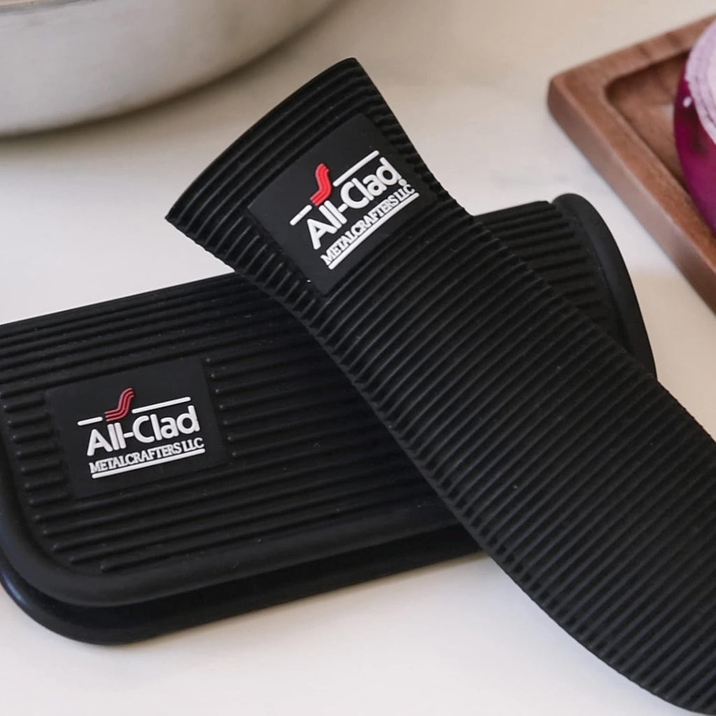 All-Clad Professional Silicone Grip Set, 500°F Heat Resistance, Black/Grey, 2pc