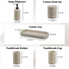 LIN CHUAN 6-Piece Bathroom Accessories Set, Bathroom Organizer, Beige