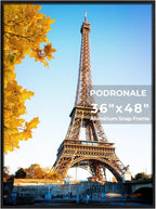 36x48 Poster Frames, 1Pcs, Plexiglass,Black Aluminum Snap Frame